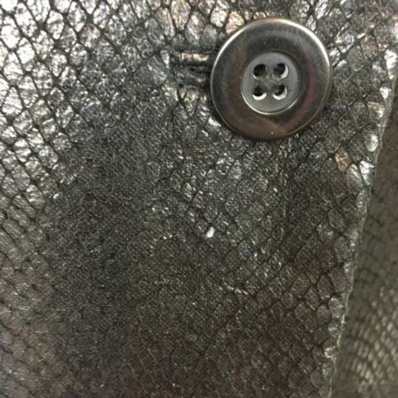 Cache Leather Jacket Vintage Snakeskin Embossed Black Glam Goddess Retro Size 6 - Picture 7 of 13